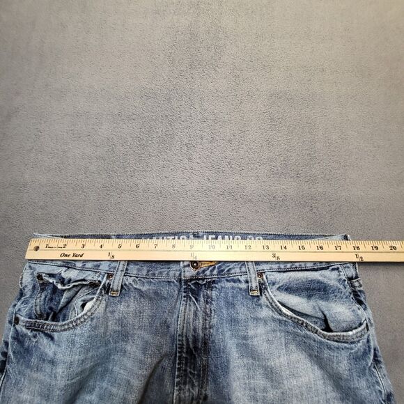 Nautica Jeans Mens 35x30 Blue Straight Leg Relaxed Distressed Denim - Picture 8 of 10